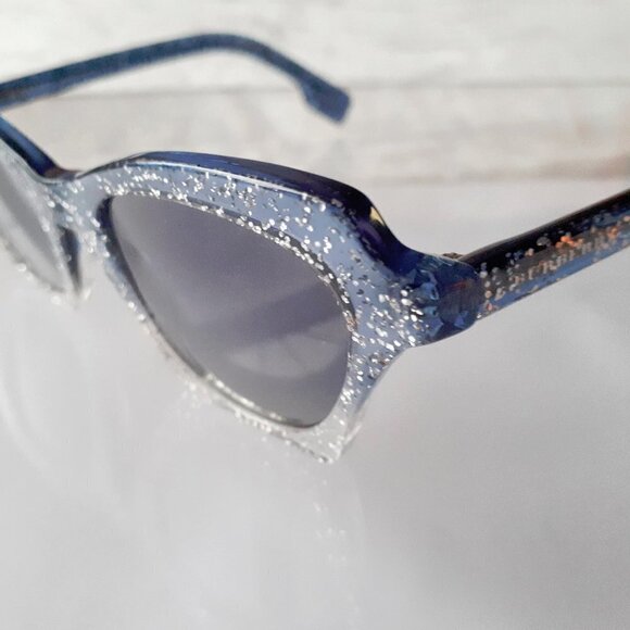 NWOT Burberry blue glitter square cat eye sunglasses - Picture 12 of 14